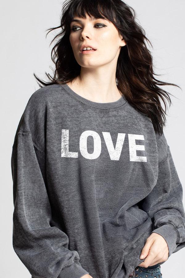 Recycled Karma Love Vintage-Style Fitted Sweatshirt