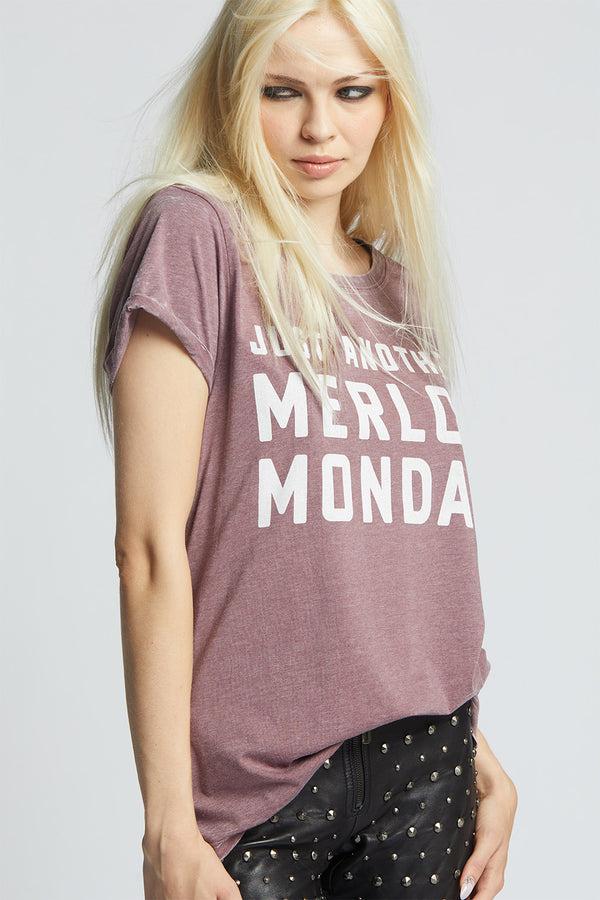 Recycled Karma Merlot Monday Vintage Style Statement Tee