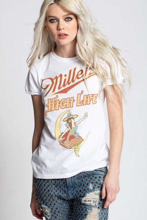 recycled karma Miller High Life Girl In The Moon Vintage Graphic Tee