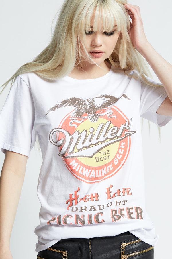 Recycled Karma Miller High Life Picnic Beer Vintage Boyfriend Tee