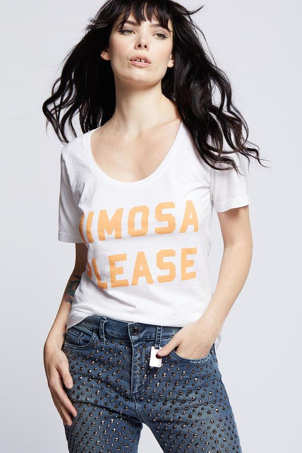 recycled karma MIMOSA PLEASE Statement Graphic Scoop Neck Tee