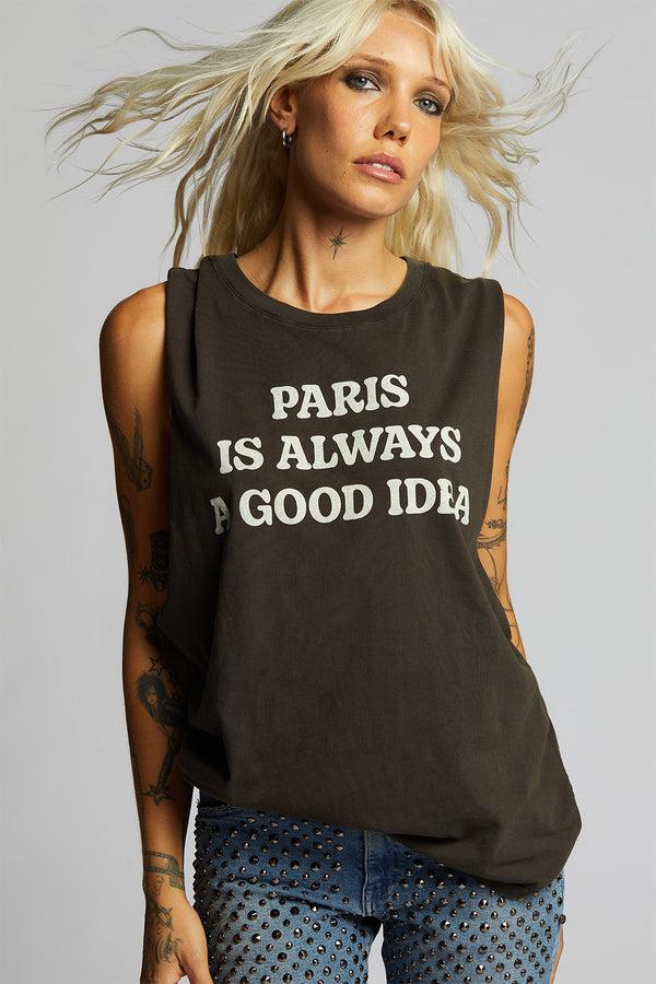 recycled karma Paris Is Always a Good Idea Muscle Tank Top