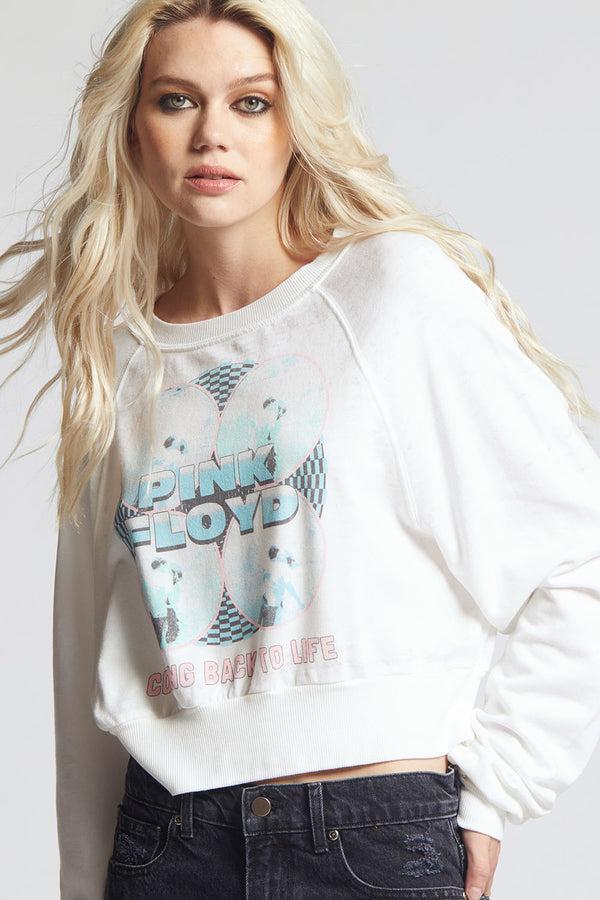 Recycled Karma Pink Floyd Back To Life Vintage Crop Sweatshirt