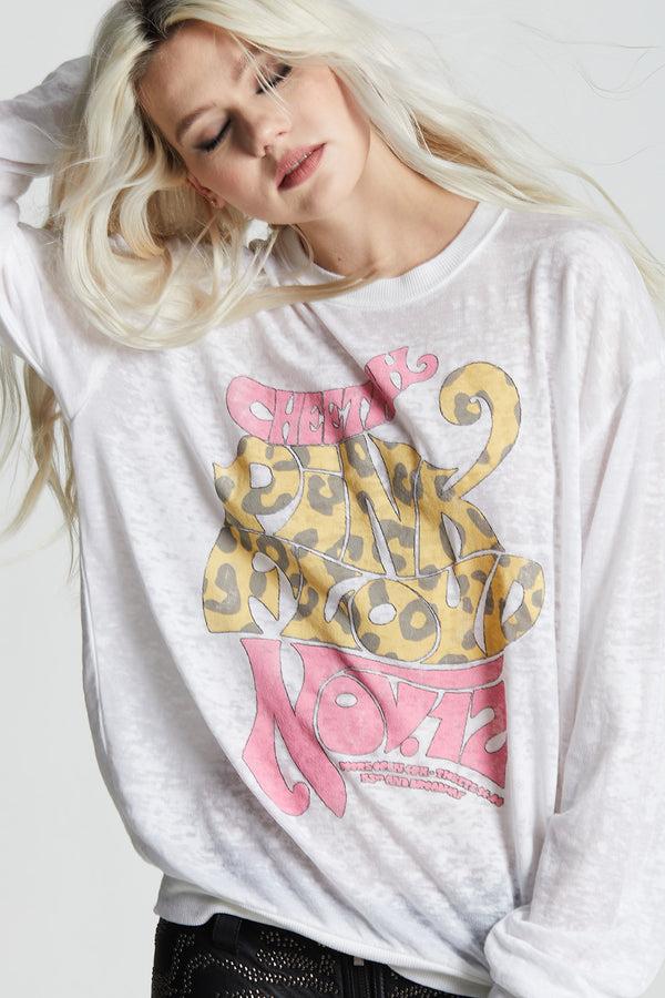 Recycled Karma Pink Floyd Cheetah Club Vintage-Inspired Fitted Sweatshirt