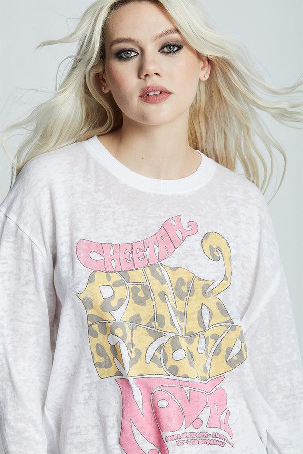 Recycled Karma Pink Floyd Cheetah Club Vintage-Inspired Fitted Sweatshirt