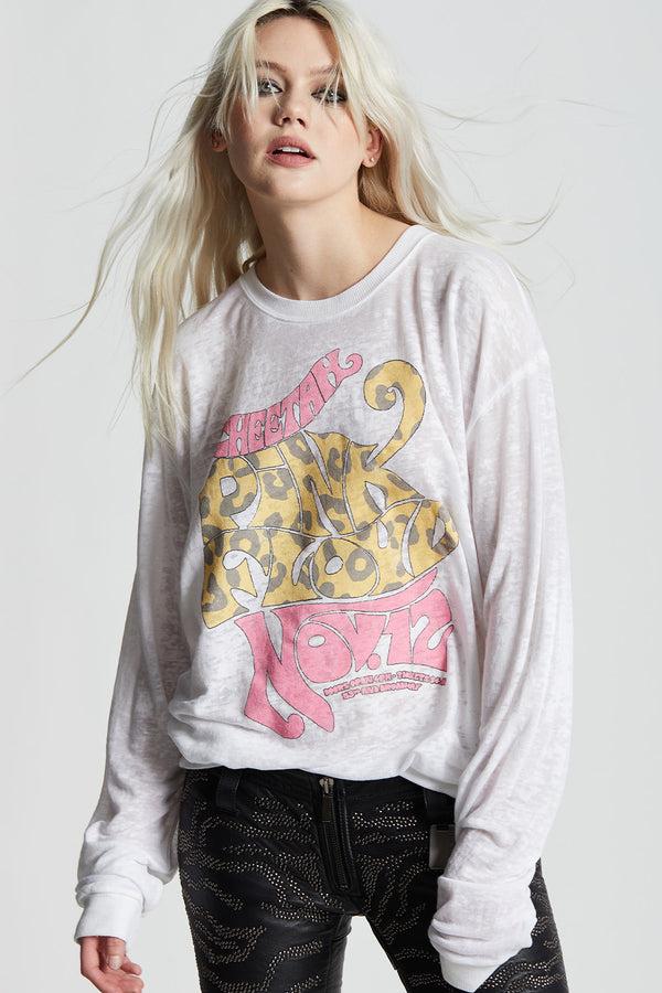 recycled karma Pink Floyd Cheetah Club Vintage-Inspired Fitted Sweatshirt