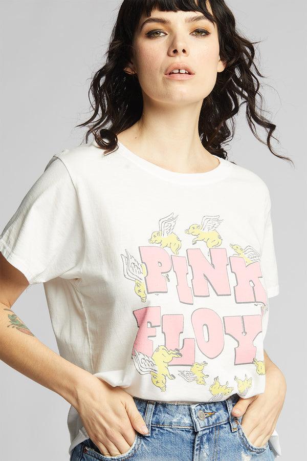 Recycled Karma Pink Floyd Flying Pig Vintage Graphic Cropped Tee