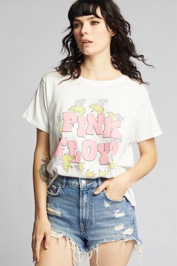 Recycled Karma Pink Floyd Flying Pig Vintage Graphic Cropped Tee