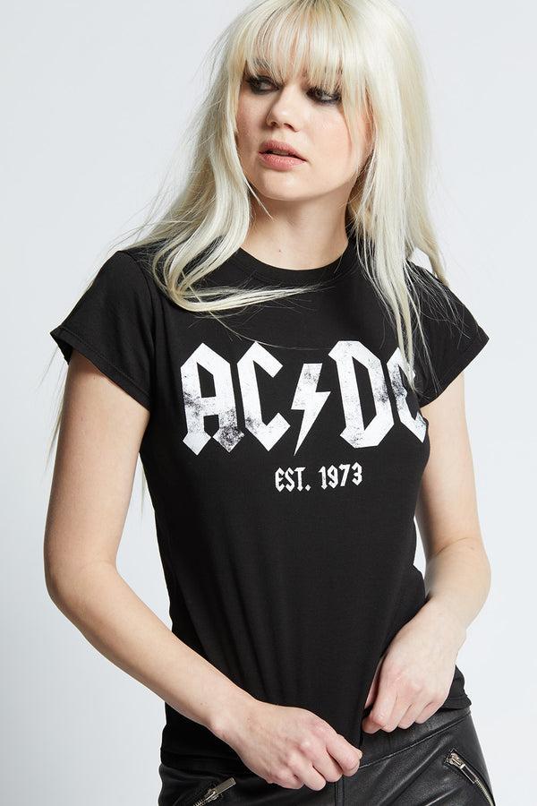 Recycled Karma AC/DC 1973 Black Baby Tee