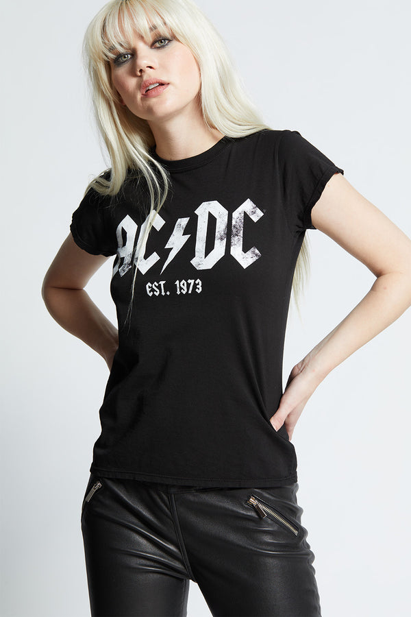 Recycled Karma AC/DC 1973 Black Baby Tee