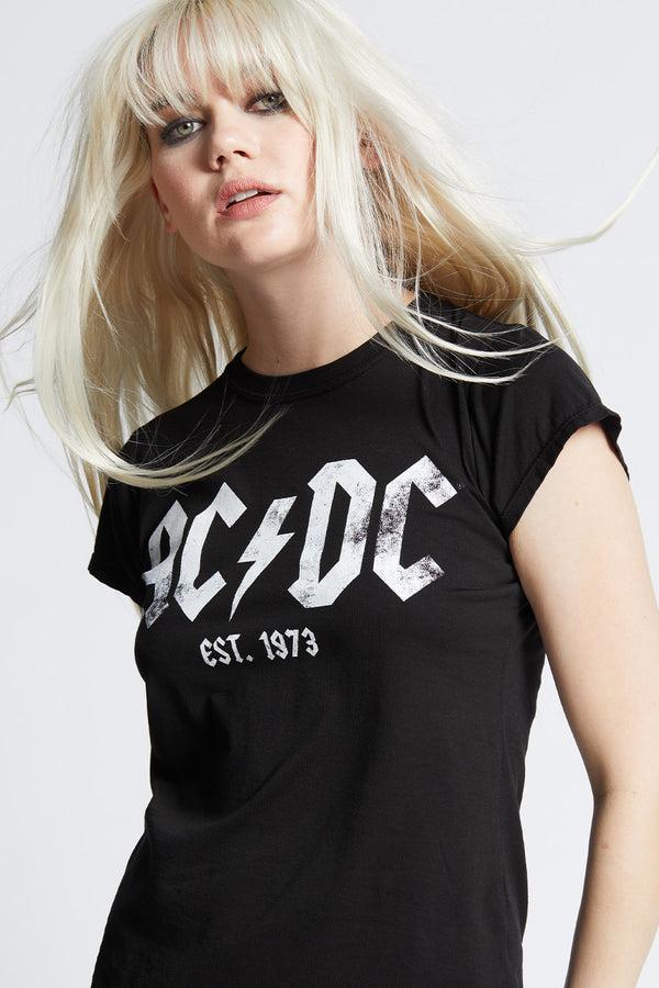 Recycled Karma AC/DC 1973 Black Baby Tee