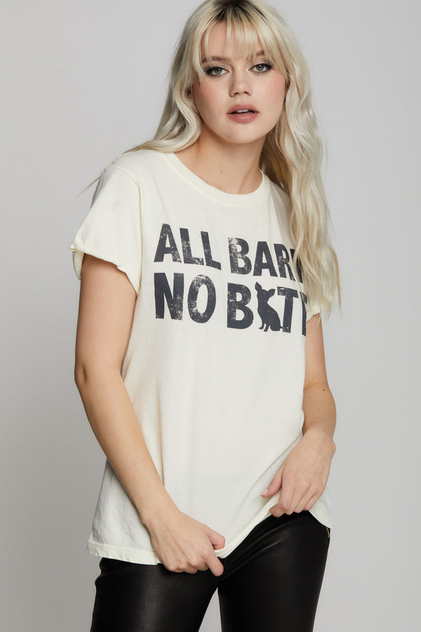 recycled karma All Bark No Bite White Graphic Tee