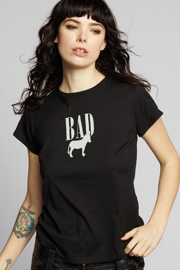 Recycled Karma Bad Ass Black Graphic Baby Tee