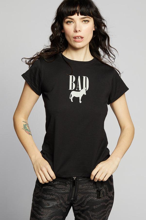 Recycled Karma Bad Ass Black Graphic Baby Tee