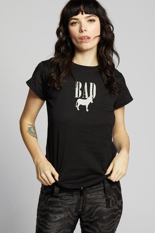 recycled karma Bad Ass Black Graphic Baby Tee