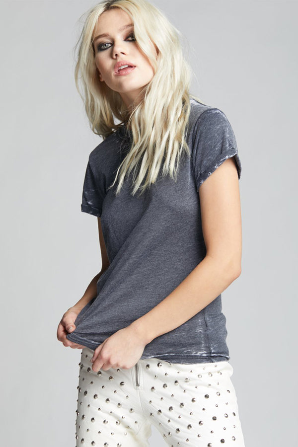 recycled karma Black Distressed Tee