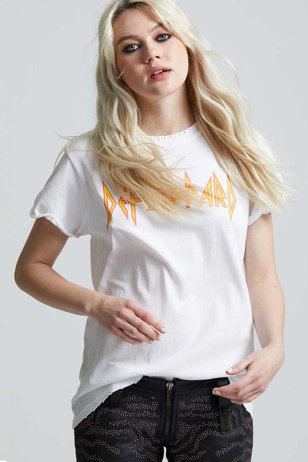 Recycled Karma Def Leppard Classic Logo White Tee