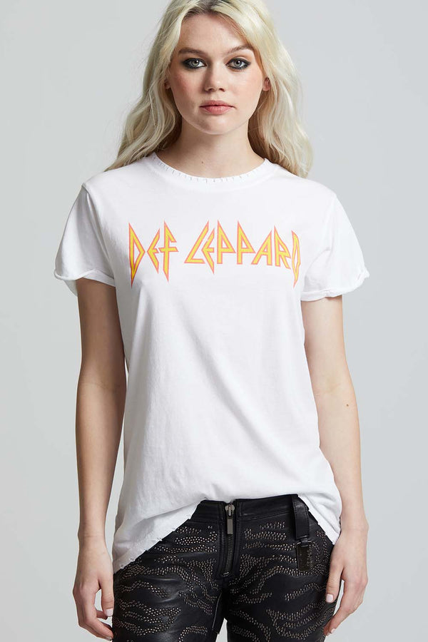 Recycled Karma Def Leppard Classic Logo White Tee