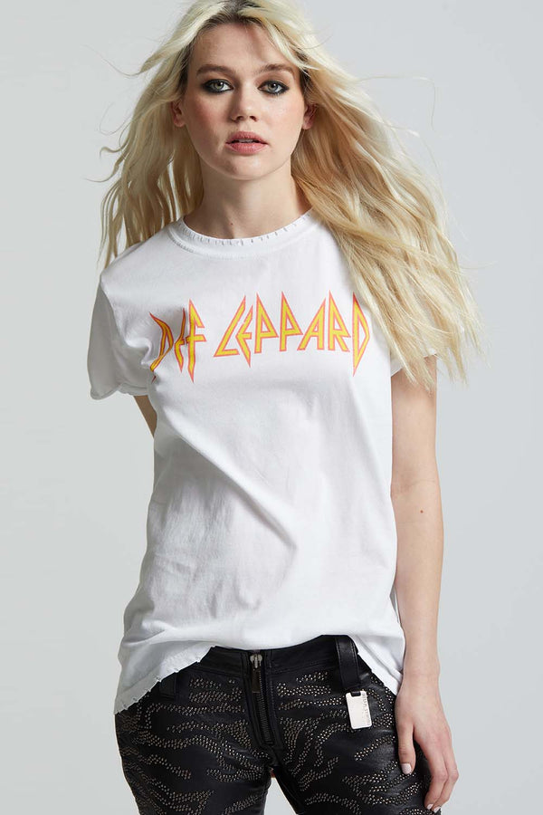 recycled karma Def Leppard Classic Logo White Tee