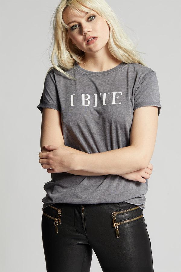 recycled karma I Bite Steel Gray Statement Tee