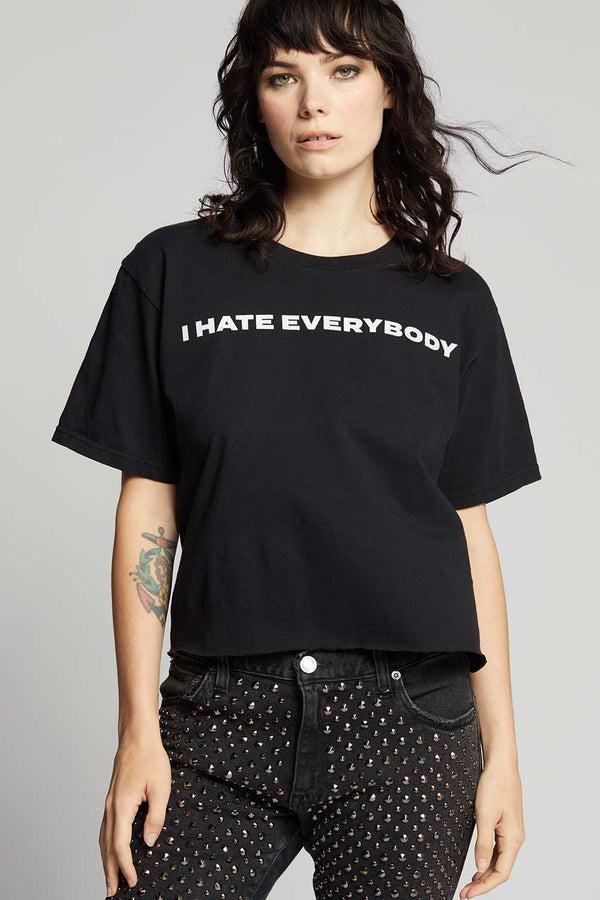 recycled karma I Hate Everybody Black Cropped Tee