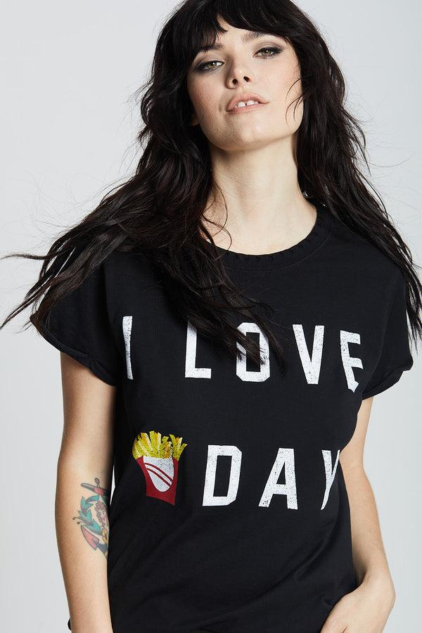 Recycled Karma I Love Fry-Day Black Statement Tee