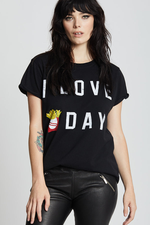 Recycled Karma I Love Fry-Day Black Statement Tee