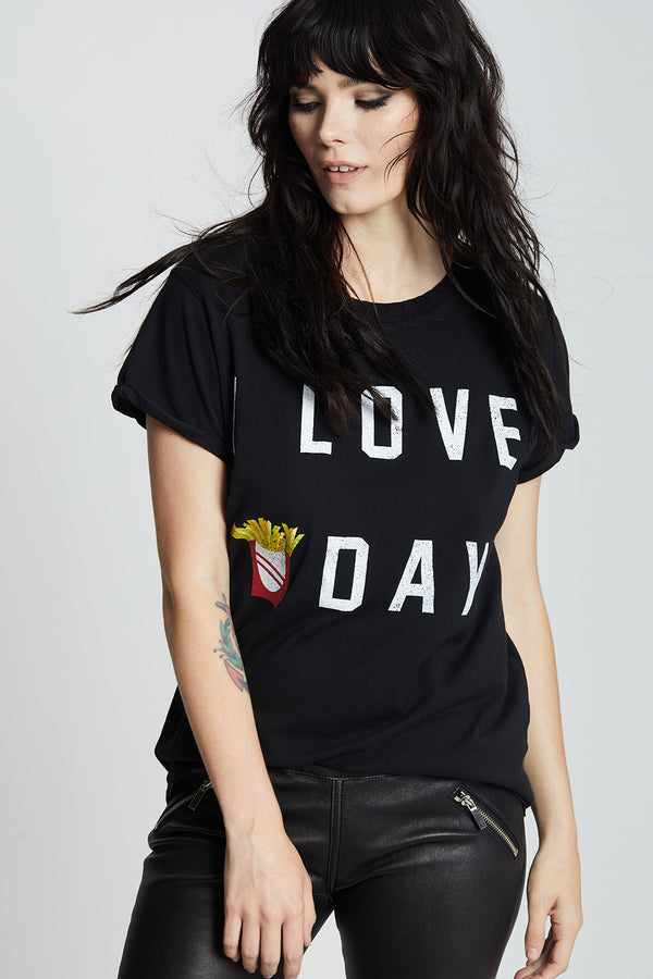 Recycled Karma I Love Fry-Day Black Statement Tee