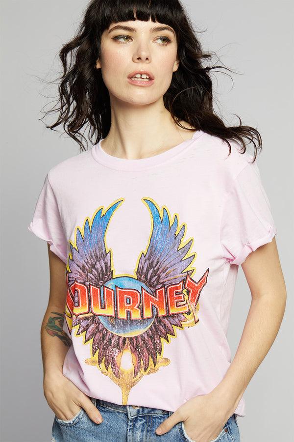 Recycled Karma Journey Pink Vintage Band Logo Tee