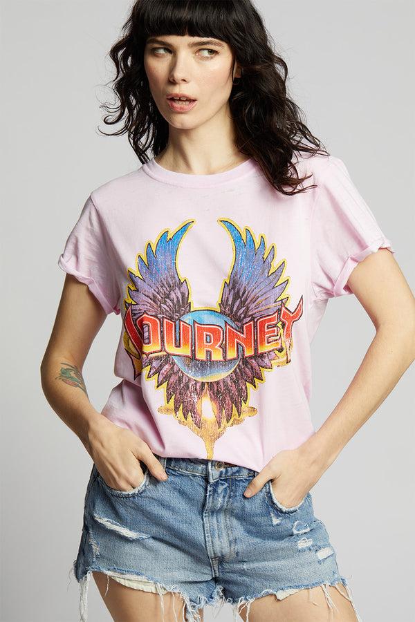 Recycled Karma Journey Pink Vintage Band Logo Tee