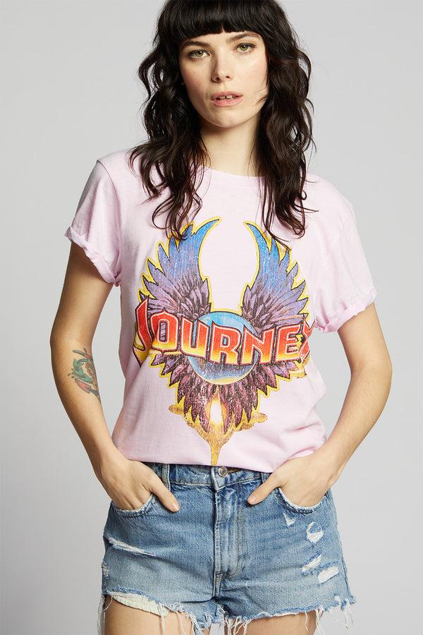 Recycled Karma Journey Pink Vintage Band Logo Tee
