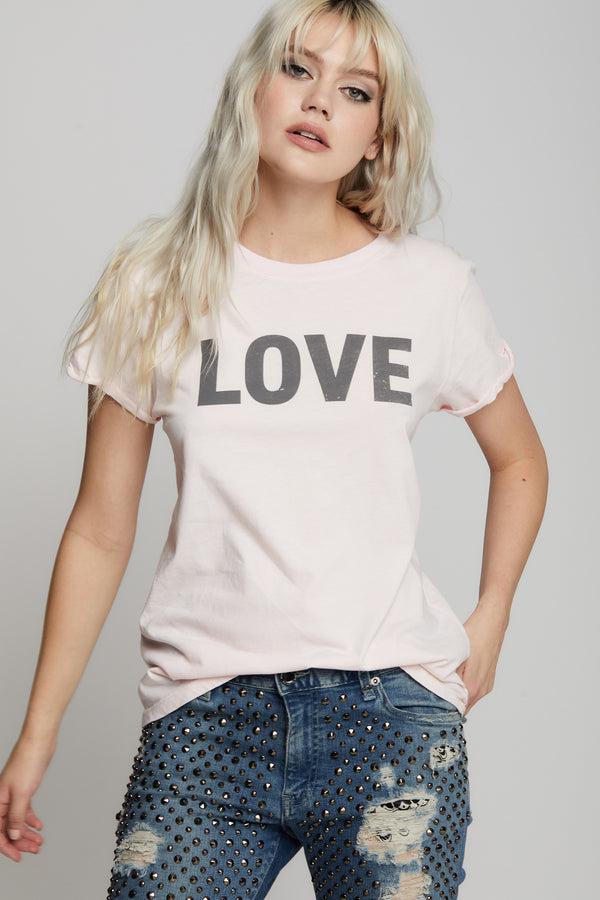 Recycled Karma Love Pink Minimalist Statement Tee
