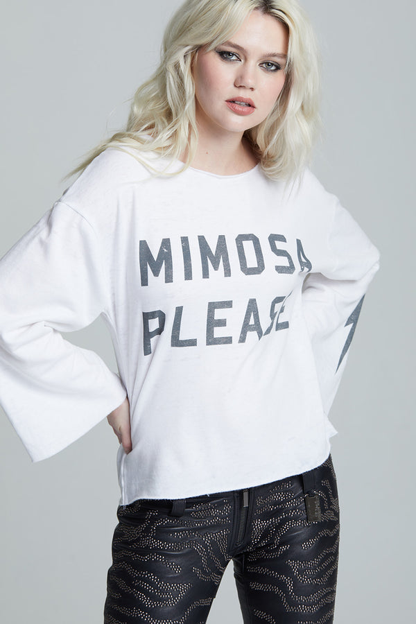 recycled karma Mimosa Please White Bell Sleeve Top
