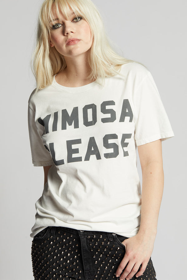recycled karma Mimosa Please White Boyfriend Tee
