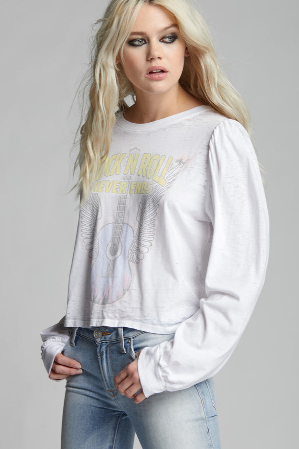 Recycled Karma Rock N Roll Never Ends Puff Sleeve