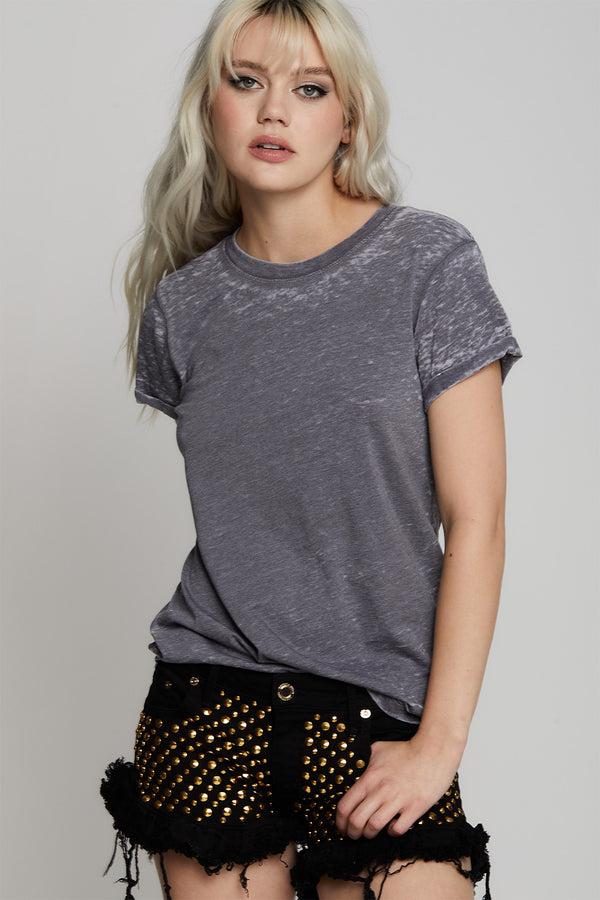recycled karma Steel Gray Distressed Tee