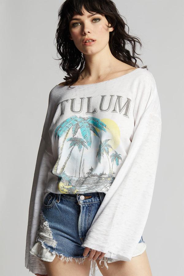 recycled karma Take Me To Tulum Fleece Bell Sleeve
