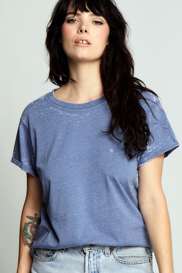 Recycled Karma Vintage Blue Distressed Tee