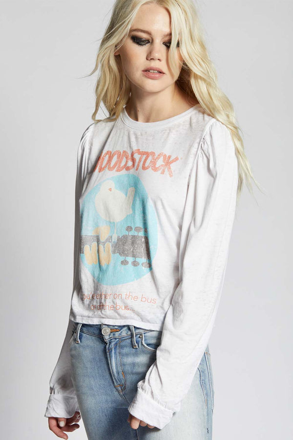 Recycled Karma Woodstock Emblem Puff Sleeve