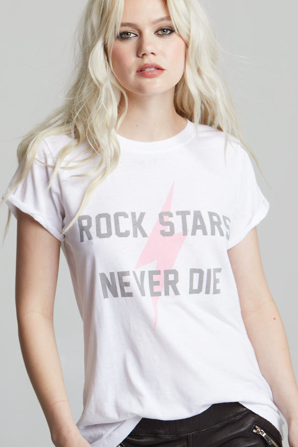 Recycled Karma Rock Stars Forever White Vintage Tee