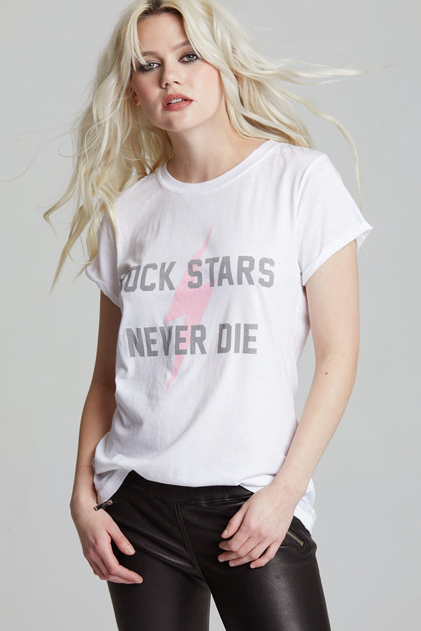 Recycled Karma Rock Stars Forever White Vintage Tee