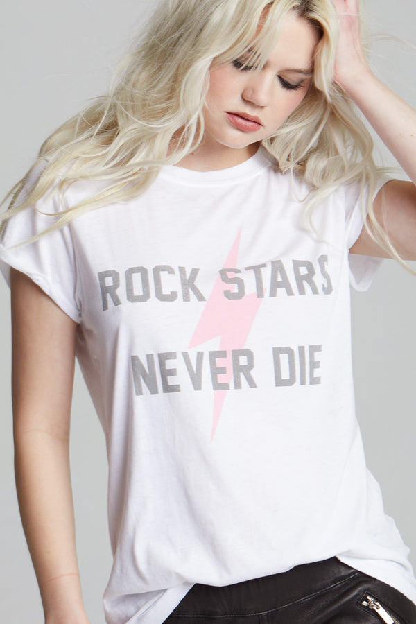 Recycled Karma Rock Stars Forever White Vintage Tee
