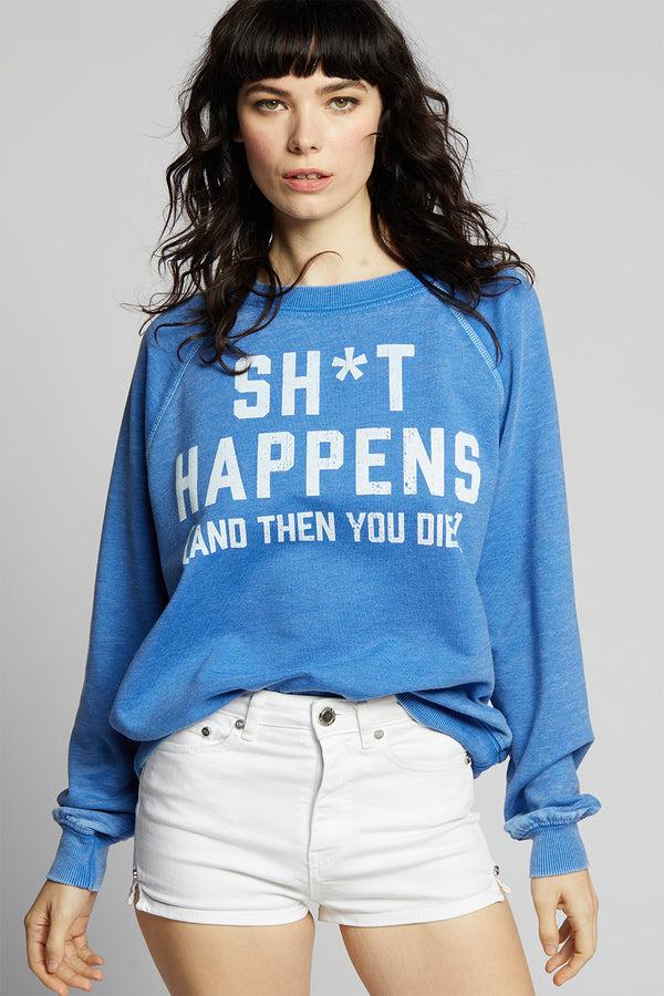 recycled karma Sh*t Happens Vintage Washed Oversized Statement Sweatshirt