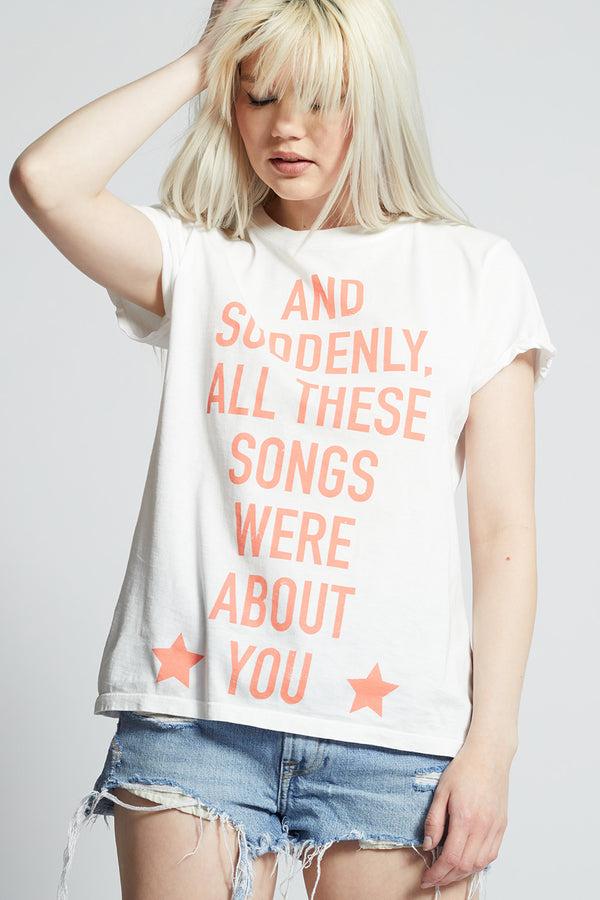 Recycled Karma Songs About You White Slim-fit Statement Tee