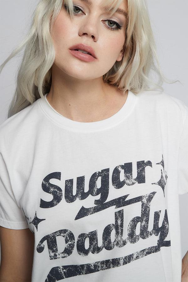 Recycled Karma Sugar Daddy Unisex White Retro Graphic Tee