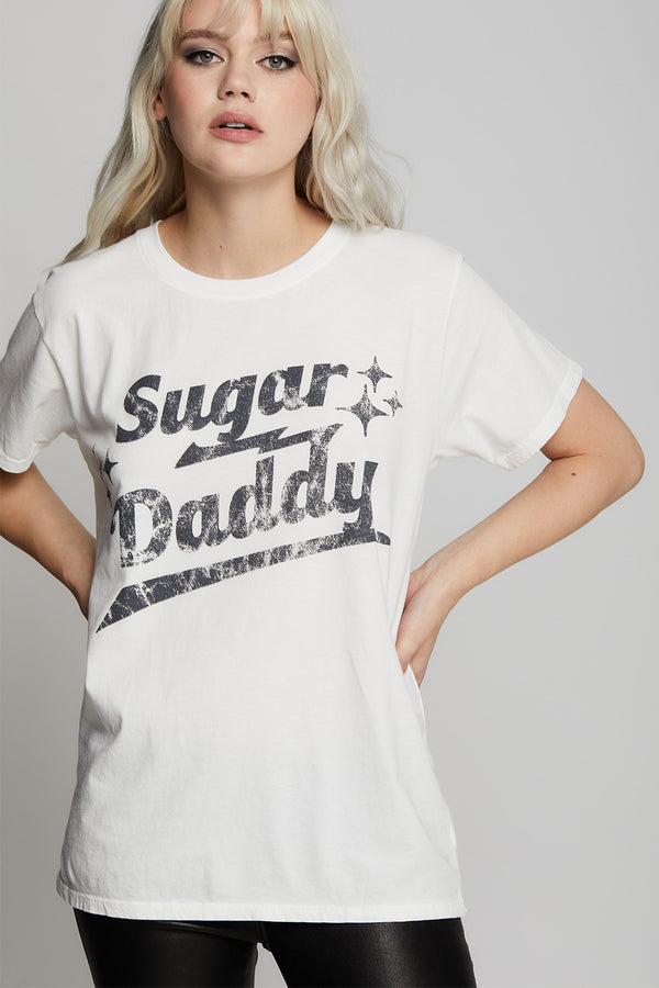 Recycled Karma Sugar Daddy Unisex White Retro Graphic Tee