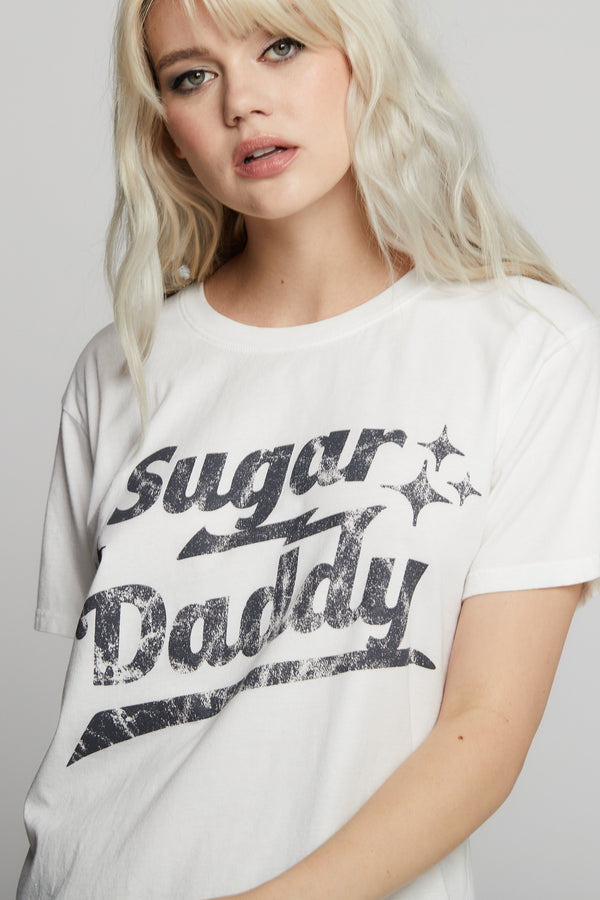 Recycled Karma Sugar Daddy Unisex White Retro Graphic Tee