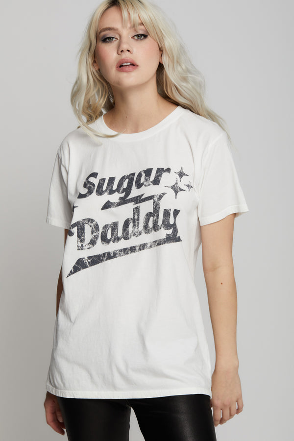 recycled karma Sugar Daddy Unisex White Retro Graphic Tee