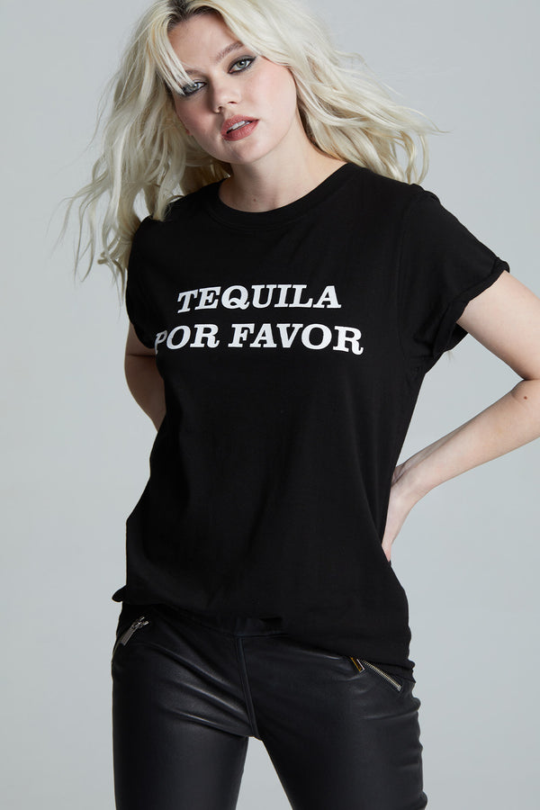 recycled karma Tequila Por Favor Black Statement Tee