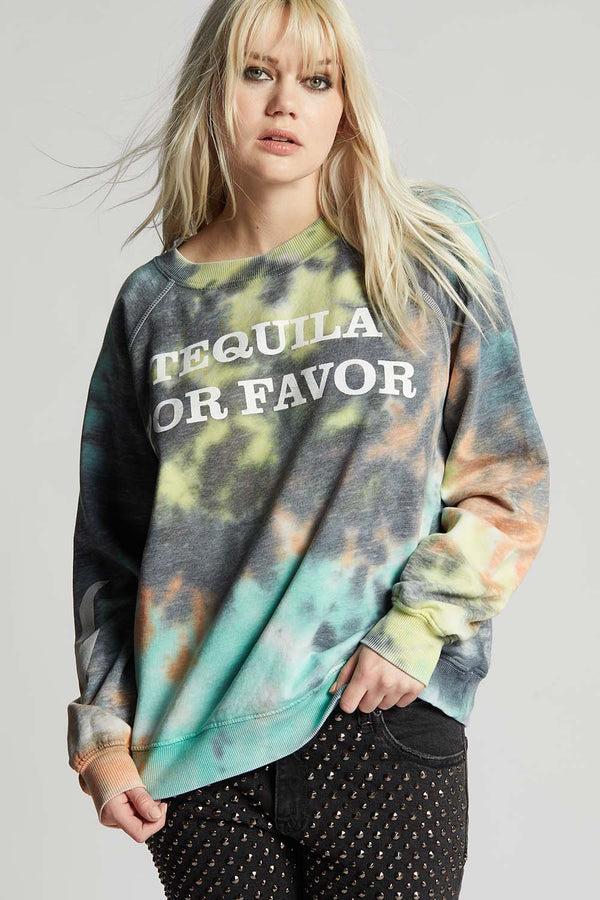 Recycled Karma Tequila Por Favor Fall Tie Dye Oversized Sweatshirt